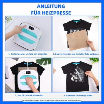 PRASA TERMOTRANSFEROWA 1200W 25 x 25cm MAŁA PRZENOŚNA