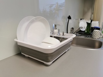 БОЛЬШАЯ ПОДСТАВКА ДЛЯ СУШИЛКИ ПОСУДЫ С ПОДДОНЕМ, ОДНОУРОВНЕВАЯ, СИЛИКОНОВАЯ