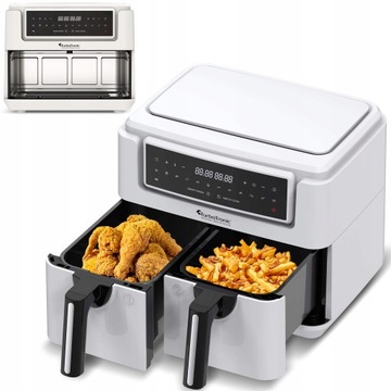 FRYTOWNICA BEZTŁUSZCZOWA 7.6L AIR FRYER 2x 3.8L 1750W METALOWE WNĘTRZE