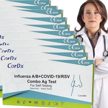 Test Combo 4w1 COVID-19, Grypa AB, RSV, CORDX - Ważność 12.2025 -100 szt.