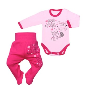 Komplet niemowlęcy Półśpiochy + BODY r.62 Sówki