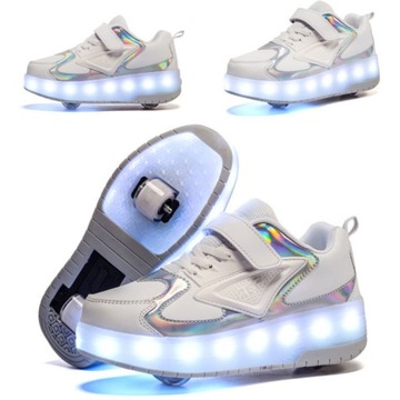 SWIECACE BUTOROLKI BUTY Z ROLKAMI LED ROLKI WROTKI R.28-40