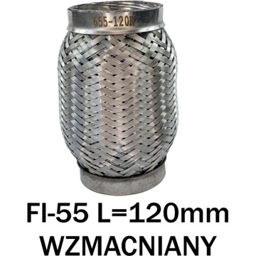 ZŁĄCZE ELASTYCZNE WYDECHU FI-55 L=120mm WZMACNIANE