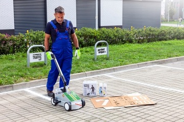 Белая краска для рисования полос, 36 шт + тележка.