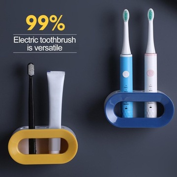 Uchwyt na szczoteczki do zębów z podwójnym otworem, oszczędzający miejsce, żółty