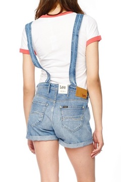 LEE spodnie ogrodniczki BLUE jeans BIB SHORT_ S