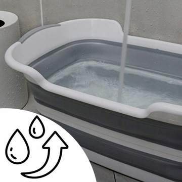 СКЛАДНАЯ СИЛИКОНОВАЯ ЧАША СО СЛИВОМ ДЛЯ БЕЛЬЯ