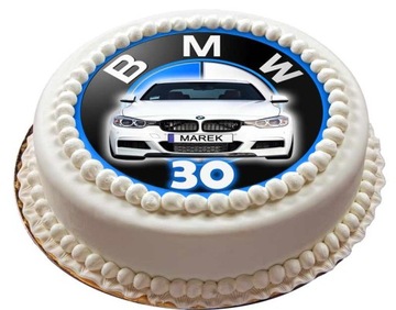 OPŁATEK na tort BMW okrąg 20cm nasycone bezgluten
