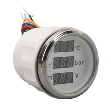Температура воды, давление масла, вольтметр, 52 мм, 3 в 1, цифровой дисплей, мет.