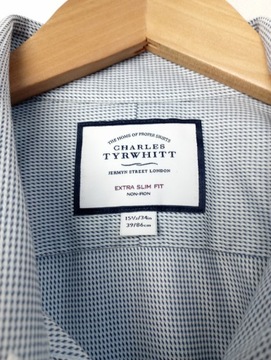 ATS koszula CHARLES TYRWHITT bawełna drobny wzorek 39 15 1/2 extra slim