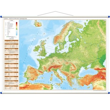 Europa mapa ścienna fizyczna geograficzna 140x100cm AKTUALNA 2024 ArtGlob