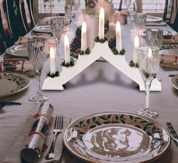 ПОДСВЕЧНИК АДВЕНТ, ДЕРЕВО, 7 СВЕТОДИОДНЫХ СВЕЧ НА АККУМУЛЯТОРАХ