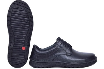 Buty męskie szerokie skórzane skóra naturalna czarne sznurowane KAMPOL 48