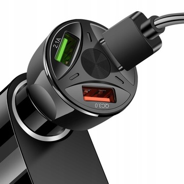 АВТОМОБИЛЬНОЕ ЗАРЯДНОЕ УСТРОЙСТВО QUALCOMM QC 3.0 со светодиодной подсветкой, 3 порта USB