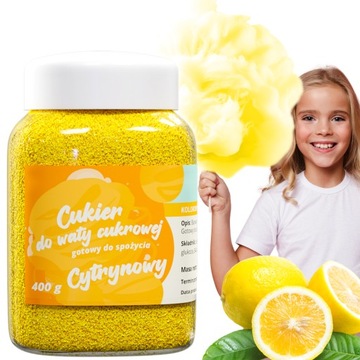 CUKIER DO WATY CUKROWEJ 400g żółty CYTRYNOWY wata