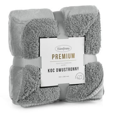 Koc Narzuta Dwustronny 170x210 Sherpa Tedy Srebro Eurofirany Baranek Ciepły