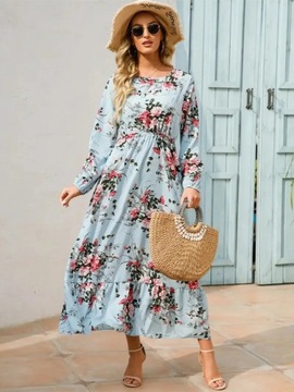 Autumn/New Floral Long Sleeve Dresses Round Neck H