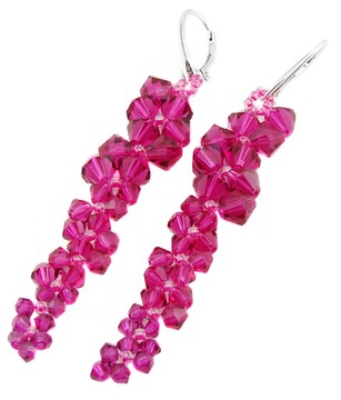 ARSYLION długie kolczyki z kryształkami Fuchsia