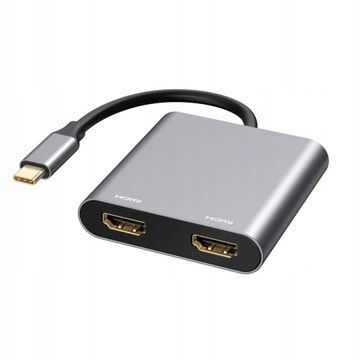 ADAPTER HUB Przejściówka USB-C 3.1 4W1 2x HDMI 4K USB 3.0 Power Delivery PD