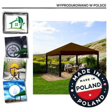 Водонепроницаемая садовая палатка-павильон с навесом, коричневая 300 см x 300 см