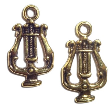 ZAWIESZKI CHARMS ANIELSKIE HARFY 10szt 15mm ŚWIĘTA ZAWIESZKA WISIOREK HARFA