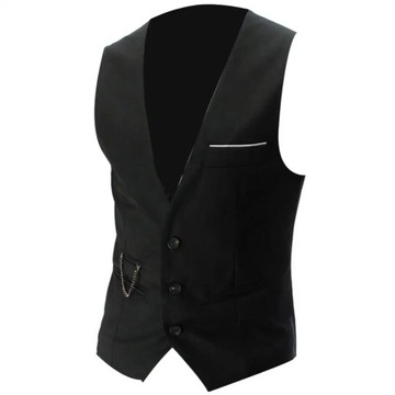 Business Vests Men Fashion Solid Color V Neck Slee