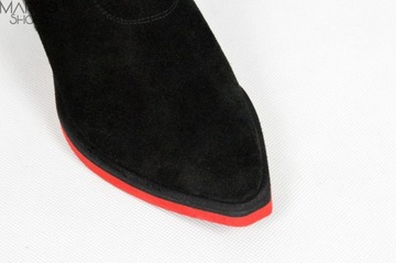 czarne botki kowbojki skórzane buty damskie asymetryczny przód J.W 38