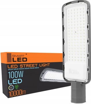 Lampa uliczna latarnia LED 100W szara IP65 10000lm