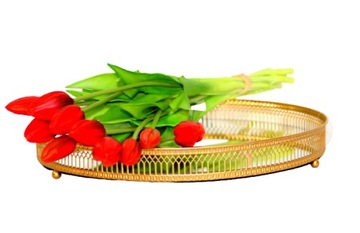 Подсвечник Круглый зеркальный поднос, золото, диаметр 25,5 см.