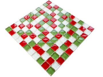 MOZAIKA SZKLANA PASTA ITALIA GREEN RED WHITE 30x30