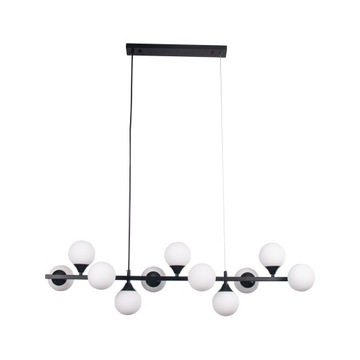 Lampa Sufitowa Wisząca Żyrandol Do Salonu Jadalni Czarna 11 Kul Szklanych