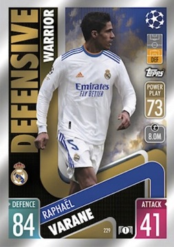 Topps Match Attax 2021/22 Defensive Varane 229