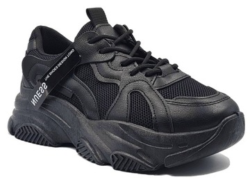 Buty Damskie Adidasy Sportowe Sneakersy CZARNE r37