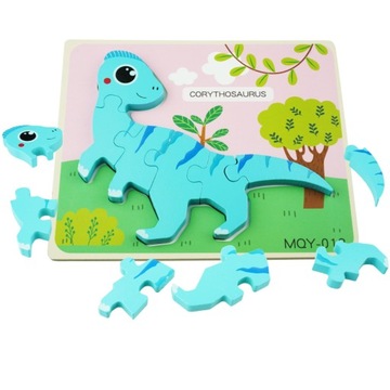 Drewniana układanka puzzle dinozaury Corythosaurus