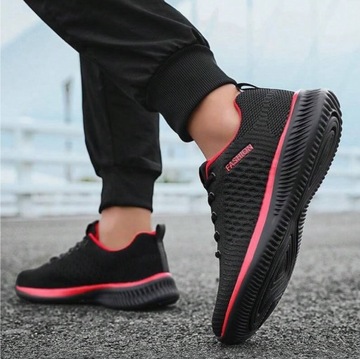 Buty sportowe lekkie sznurowane siateczka kolor czarny