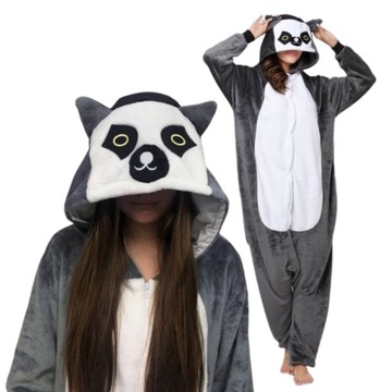 Piżama Onesie Kigurumi Kostium Przebranie Lemur M: 155 - 165cm