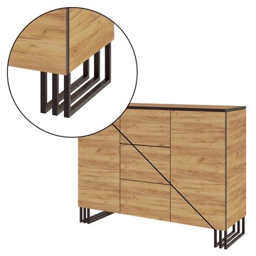 ВМЕСТИТЕЛЬНЫЙ КОМОД KLARA СИСТЕМА ЛОФТ СТИЛЬ ДУБ ЗОЛОТО МЕТАЛЛ НОЖКИ