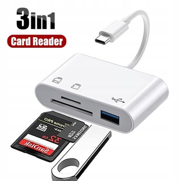 Устройство чтения карт памяти 3 в 1 типа C OTG USB C к Micro SD TF c