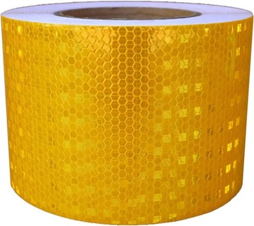 TAŚMA ODBLASKOWA SAMOPRZYLEPNA NAKLEJKA ŻÓŁTA PLASTER MIODU FOLIA 10CM