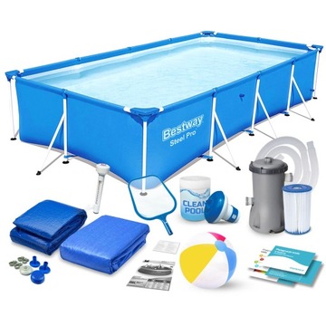 BASEN STELAŻOWY Z POMPĄ 400 X 211 X 81CM MAX 16W1 BESTWAY