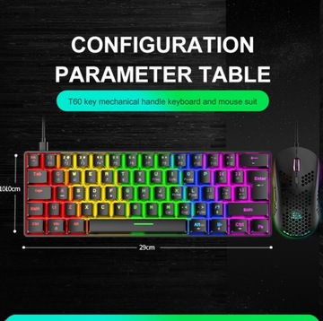 МЕХАНИЧЕСКАЯ КЛАВИАТУРА 60% RGB-СВЕТОДИОДНАЯ ИГРОВАЯ Черная