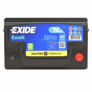 EXIDE EB740 EXCELL 74Ач 680А P+ EB 740
