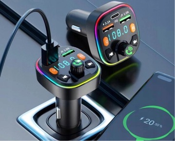 FM-передатчик Зарядное устройство Bluetooth QC PD 20 Вт USB x2