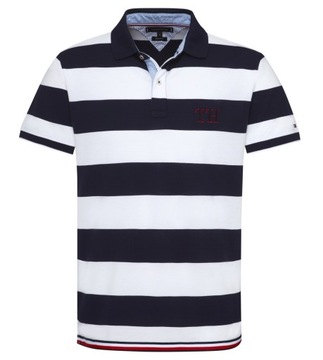 TOMMY HILFIGER KOSZULKA POLO STRIPED HEM DETAIL M