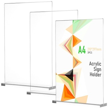 Akrylowa karta stołowa A4, broszura, stojak menu