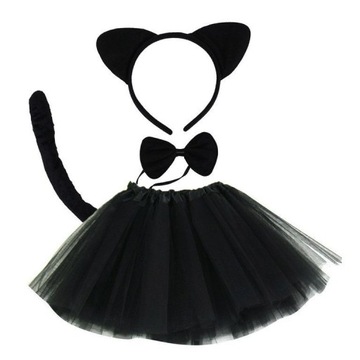 SPÓDNICZKA + OPASKA STRÓJ KOTEK KOT 3- 10 LAT