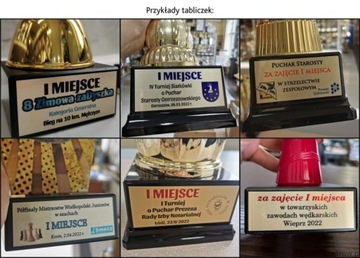 Komplet 3 nowoczesnych pucharów PŁOMIEŃ OGIEŃ 29,5cm+opis EMBLEMAT