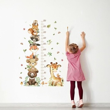 Miarka wzrostu naklejka na ścianę - zwierzątka