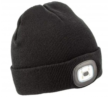 CZAPKA Z LATARKA LAMPKĄ LED OTTO CZARNA UNIWERSALNA