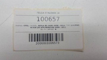 DISK OCELOVÝ 14 4X100 ET39 5.5J OPEL AGILA B 2009